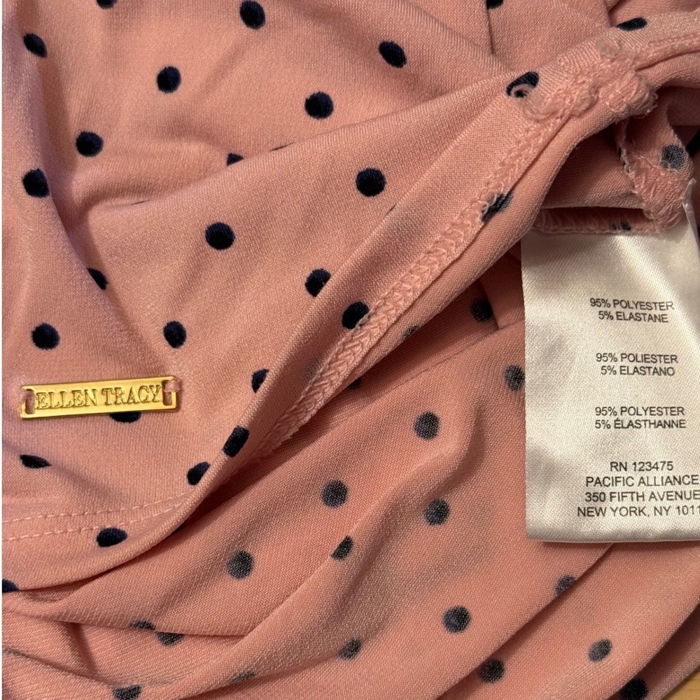 Ellen Tracy‎ Pink Polka Dot Quarter Zip 3/4 Sleeve Tunic Top Women XL - Picture 5 of 6